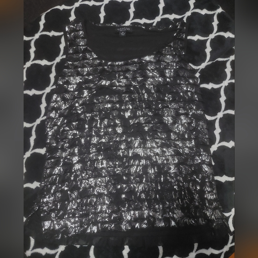 Perceptions NY Shimmering Black Sleeveless Top 14